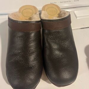No. 6 Store Clog clogs mules wooden shearling lined. Brown / black 38